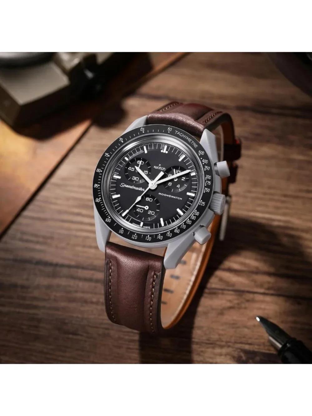 Full Grain Vegetable Tanned Leather Watch Band - 20mm Curved Strap for Men